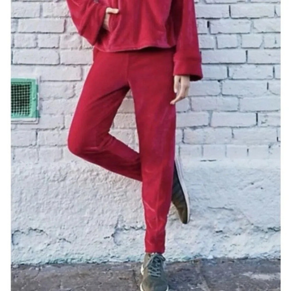 Free People Movement Pink Velvet Jogger Pants - Picture 1 of 7
